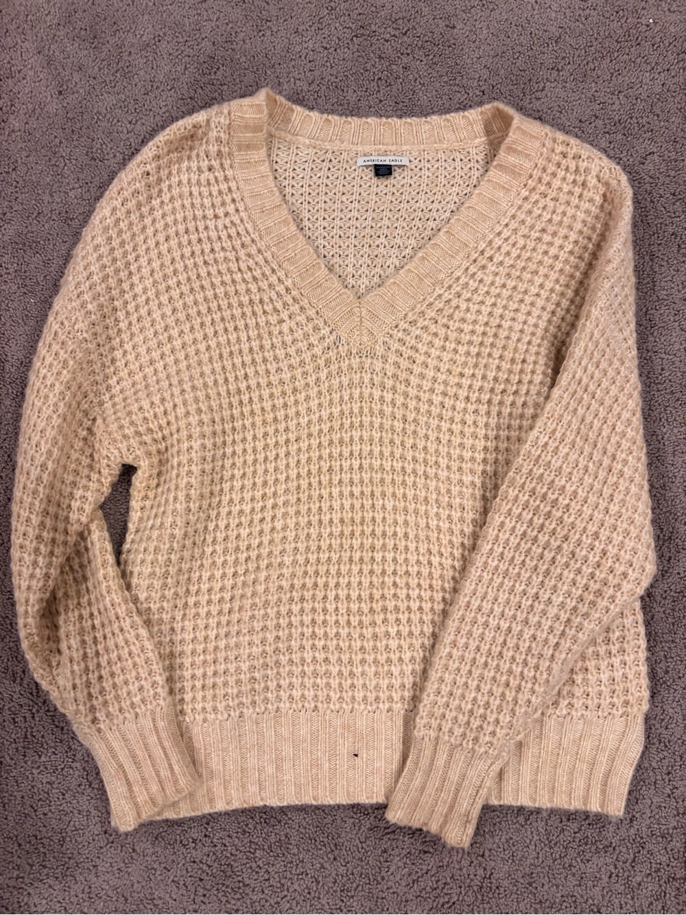 American Eagle Outfitters Women’s V-Neck Sweater in Light Beige
